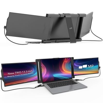 Mobile Pixels New Trio Portable Monitor, 13.3 '' 1080P FHD, Triple Monitor for Laptop, Plug and Play, Built-in Kickstand, Optional Magnets, Support Wins/Mac/Android/Switch, Work with 13-14.5 Laptops
