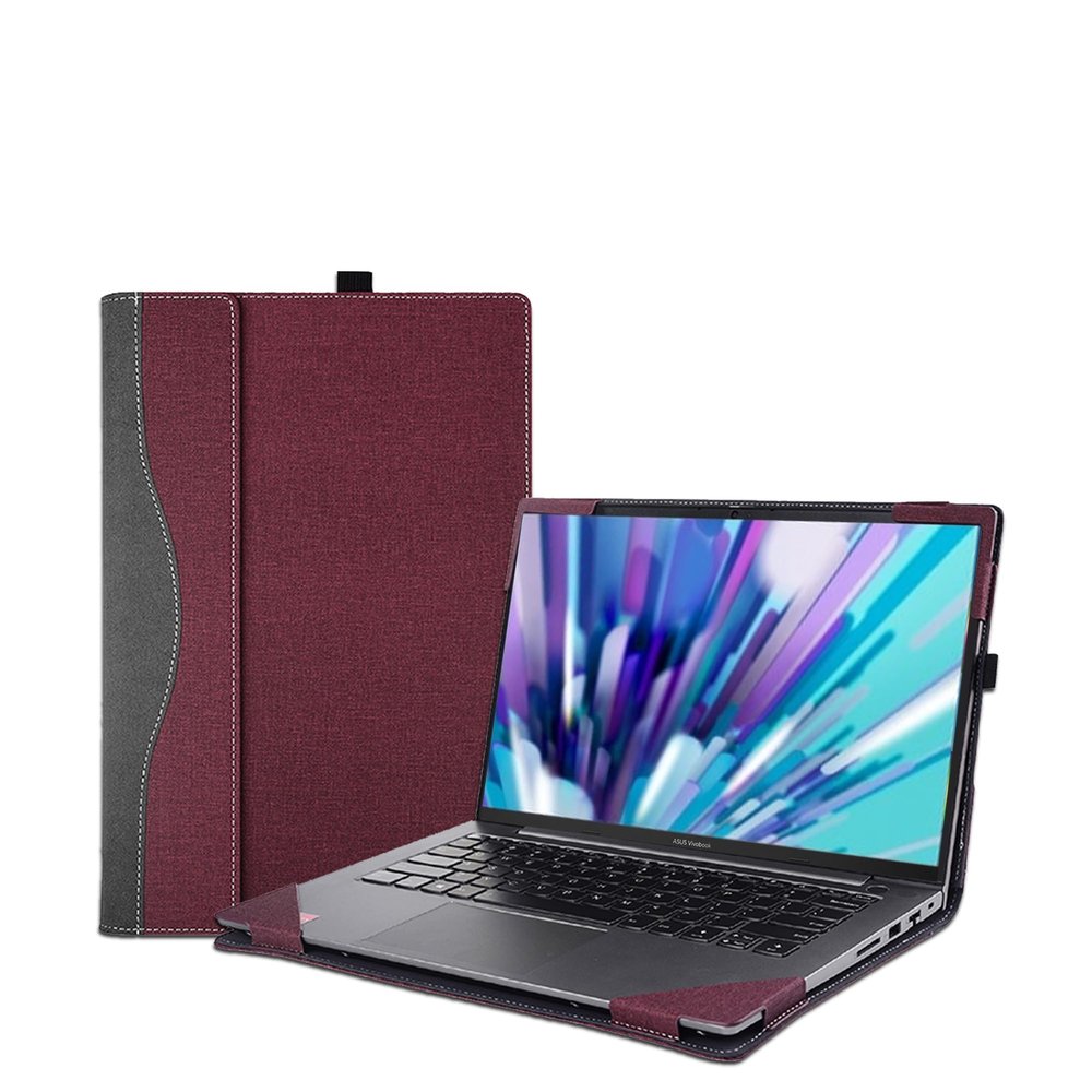 15.6-inch Laptop Cover Case for ASUS VivoBook 15 X1502 M1502 X1504 X1500,Detachable PU Leather Protective Shell Laptop Sleeve Accessory Bag (Burgundy)
