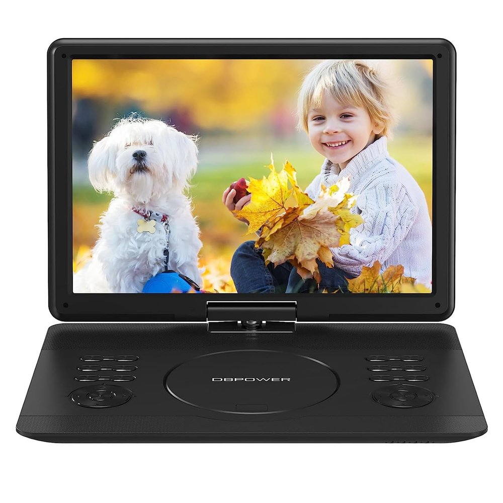 14.1" HD Swivel Portable DVD Player - Region-Free, Long Battery Life, Dual Speakers (Black)