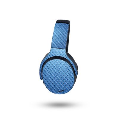 MightySkins Carbon Fiber Skin Compatible with Skullcandy Crusher ANC 2 - Blue Gridiron | Protective, Durable Textured Carbon Fiber Finish | Easy to Apply