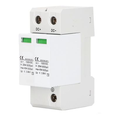 1000VDC Protector, DC 1000V 40KA Miniature Circuit Breaker, Protector Arrester Protective Device for, Magnetic Circuit Breakers (2P)