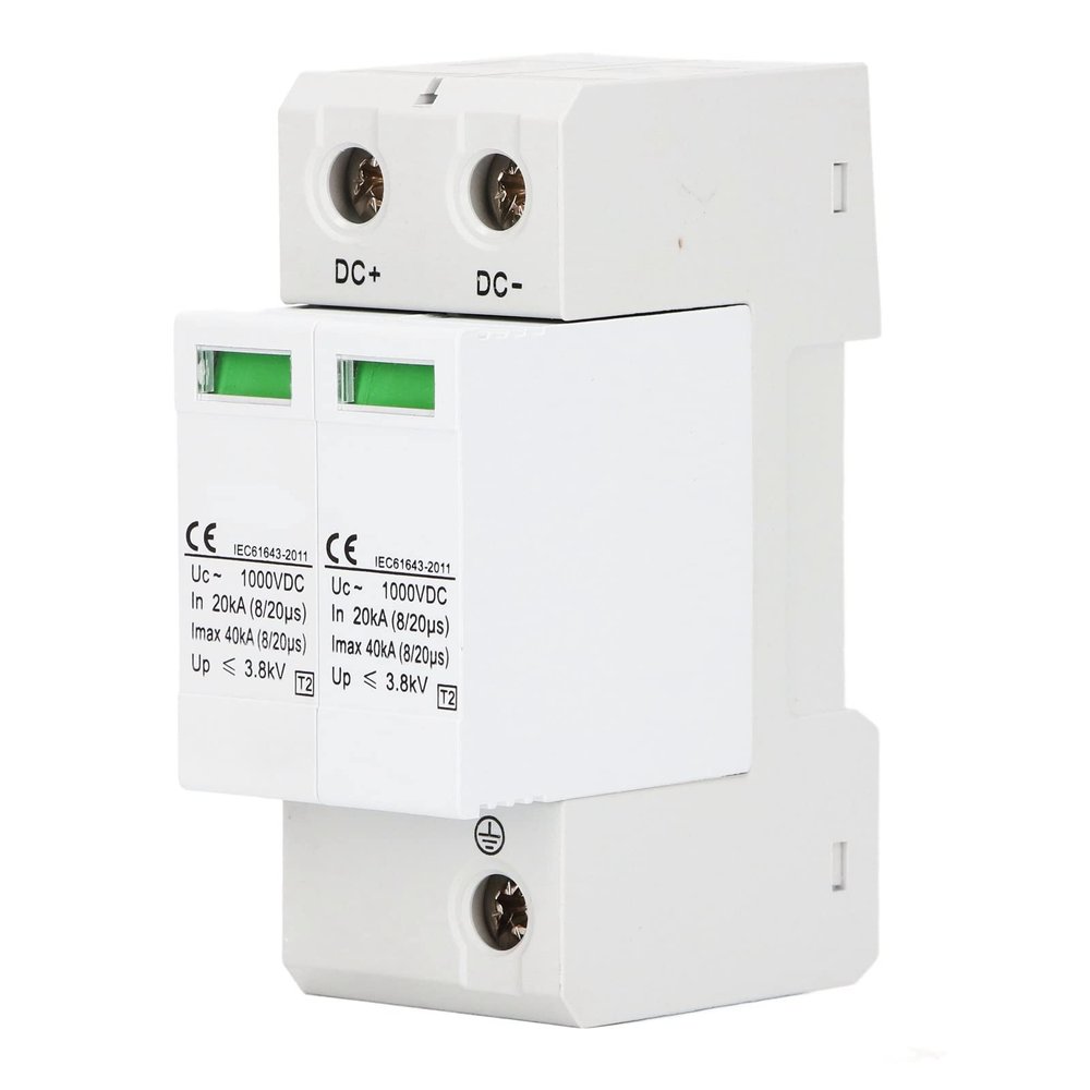 1000VDC Protector, DC 1000V 40KA Miniature Circuit Breaker, Protector Arrester Protective Device for, Magnetic Circuit Breakers (2P)