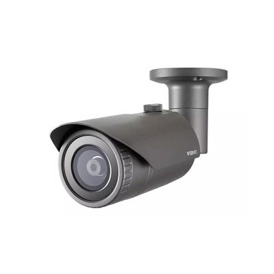 Hanwha QNO-7022R 4MP IR iCR WDR Outdoor Network H.265 PoE Bullet Camera with 4mm Fixed Focal Lens, Dark Grey/Aluminum