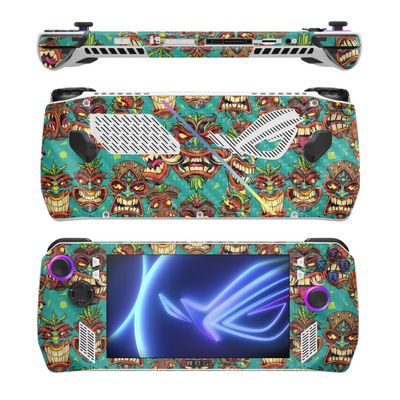 MightySkins Carbon Fiber Skin Compatible with Asus ROG Ally - Crazy Tikis | Protective, Durable Textured Carbon Fiber Finish | Easy to Apply
