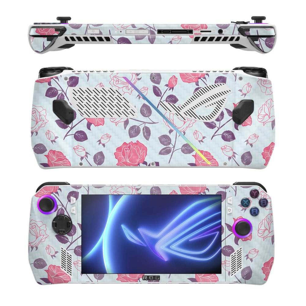 MightySkins Carbon Fiber Skin Compatible with Asus ROG Ally - Vintage Floral | Protective, Durable Textured Carbon Fiber Finish | Easy to Apply