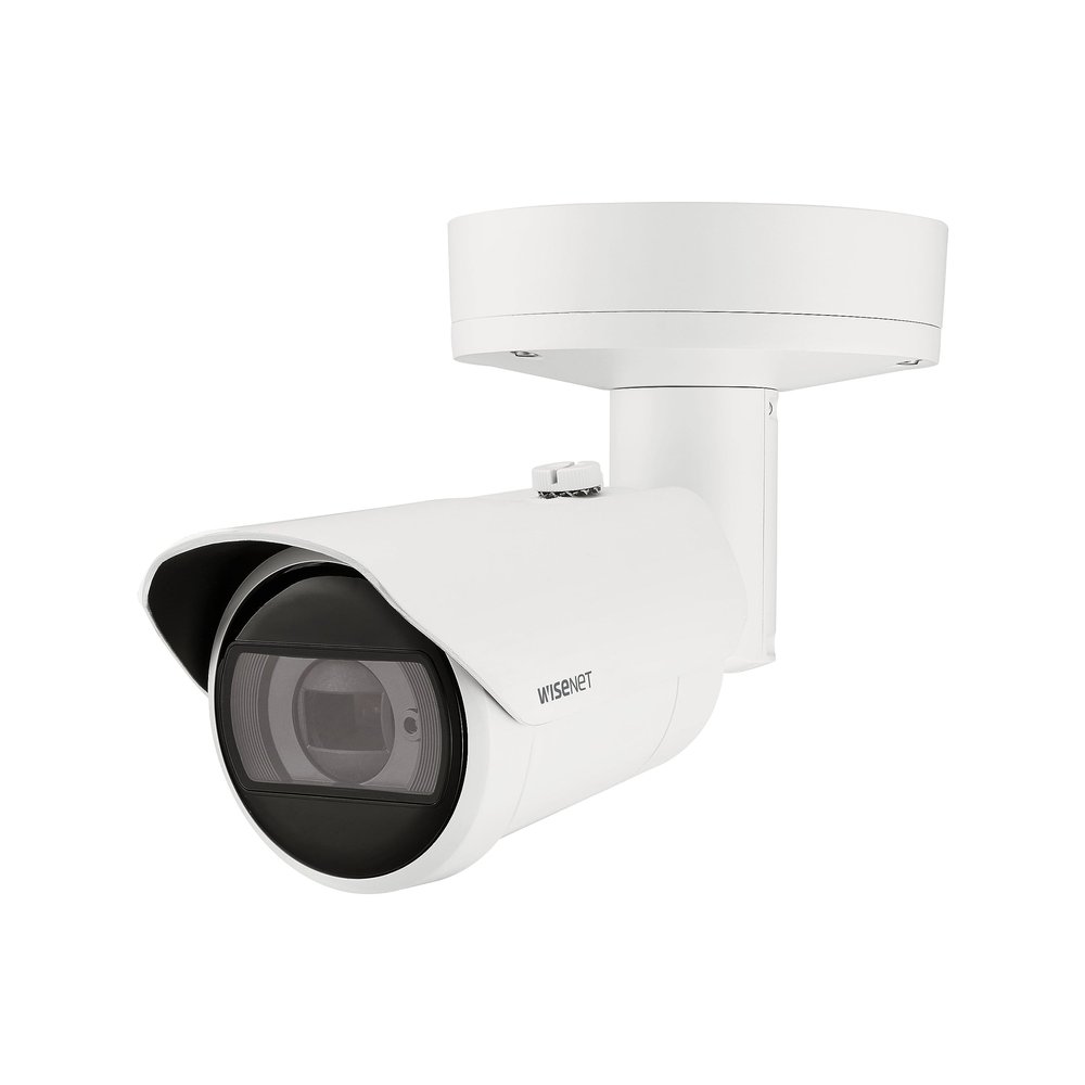 Hanwha XNO-C8083R 6MP ICR extremeWDR Outdoor Network H.265 PoE Bullet Camera with 4.4~9.3mm (2.1x) Motorized Varifocal Lens, White/Aluminum + PC
