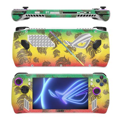 MightySkins Glossy Glitter Skin Compatible with Asus ROG Ally - Rasta Lion | Protective, Durable High-Gloss Glitter Finish | Easy to Apply, Remove, and Change Style