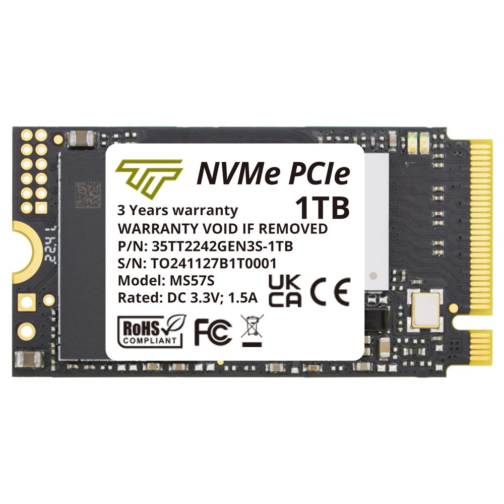 Timetec 1TB M.2 2242 NVMe SSD - PCIe Gen3x4, Single Sided, Read/Write Up to 2,500/1,700 MB/s, Compatible with Lenovo ThinkPad X1 Nano Gen 2 & ThinkPad 11e Yoga Gen 6 Laptops