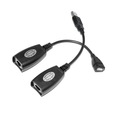 1 Pair USB to RJ45 LAN Ethernet Extension Cable Adapter 50M Distance Extender Converter Over Cat5E/6 Cord Computer Accessories