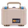 ColorCase Pelican Protector 1120 Case Desert Tan - Small Size Waterproof Case (Case Only) - Blue Latches view 1
