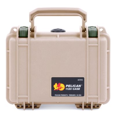 ColorCase Pelican Protector 1120 Case Desert Tan - Small Size Waterproof Case (Case Only) - OD Green Latches
