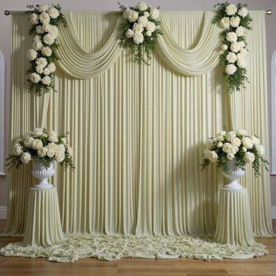 10ftx10ft Sage Green Wrinkle-Free Backdrop Drapes, Light Green Polyester Background Curtains Backdrop Decorations for Party