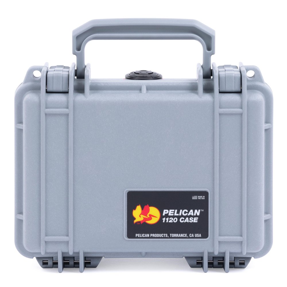 Pelican Protector 1120 Case by ColorCase - Silver - Small Size Waterproof Case (Case Only) - Silver Latches