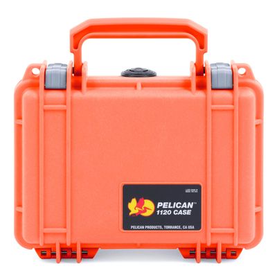 ColorCase Pelican Protector 1120 Case Orange - Small Size Waterproof Case with Pick & Pluck Foam & Convoluted Lid Foam - Silver Latches