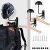 Motorcycle Helmet Rack Wall Mount 180 Degree Rotation Metal Bike Helmet Holder Mount Bicycle Helmet Display Hanger Stand with Wood Hanger & 2 Hooks for Motorcycle Bike Baseball Rugby Helmet - 2 Pack view 1