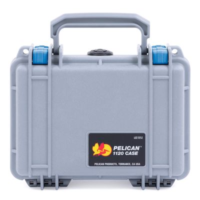 ColorCase Pelican Protector 1120 Case Silver - Small Size Waterproof Case (Case Only) - Blue Latches