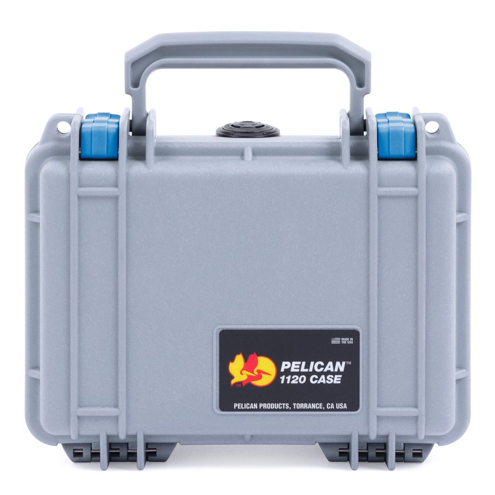 ColorCase Pelican Protector 1120 Case Silver - Small Size Waterproof Case (Case Only) - Blue Latches