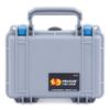 ColorCase Pelican Protector 1120 Case Silver - Small Size Waterproof Case (Case Only) - Blue Latches view 1