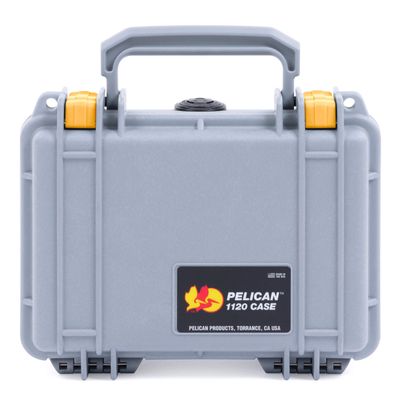 ColorCase Pelican Protector 1120 Case Silver - Small Size Waterproof Case (Case Only) - Yellow Latches