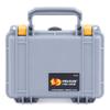 ColorCase Pelican Protector 1120 Case Silver - Small Size Waterproof Case (Case Only) - Yellow Latches view 1