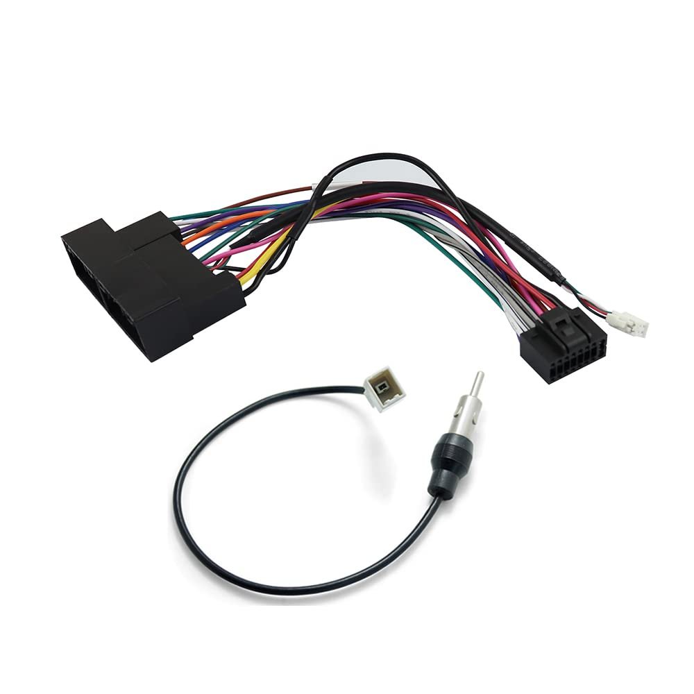 16pin Car Radio Stereo Power Wiring Retrofit Harness Cable Compatible for Hyundai Accent Sonata Tucson Sonata IX35 Kia Forte Optima Soul Ceed Low Trim Model with Radio Antenna Adapter Black