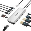 Laptop Docking Station,12 in 1 Triple Display USB C Hub for Windows with Dual DP, HDMI, 100W PD in, Gigabit Ethernet, USB3.0/2.0 Ports, SD/TF Card Reader, Mic/Audio for Lenovo HP Dell view 1