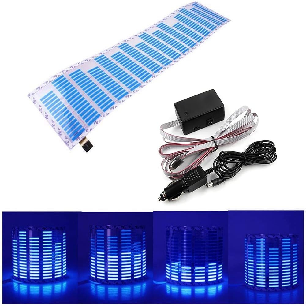 KINGCOO Sound Music Activated Sensor Car Sticker Equalizer Rhythm LED Flash Light Audio Voice Rhythm Light (9025cm, Blue)