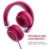 Olyre Kids Headphones,Wired Toddler Teens On-Ear Headphones with HD Microphone,94dB Volume Limit,Tangle-Free 3.5mm Jack Foldable Stereo Children Earphones for School,Tablet,Plane Travel Wine Red view 3