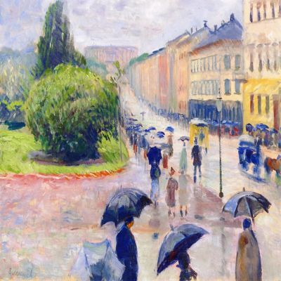 Edvard Munch : Karl Johan in the Rain : Archival Quality Art Print
