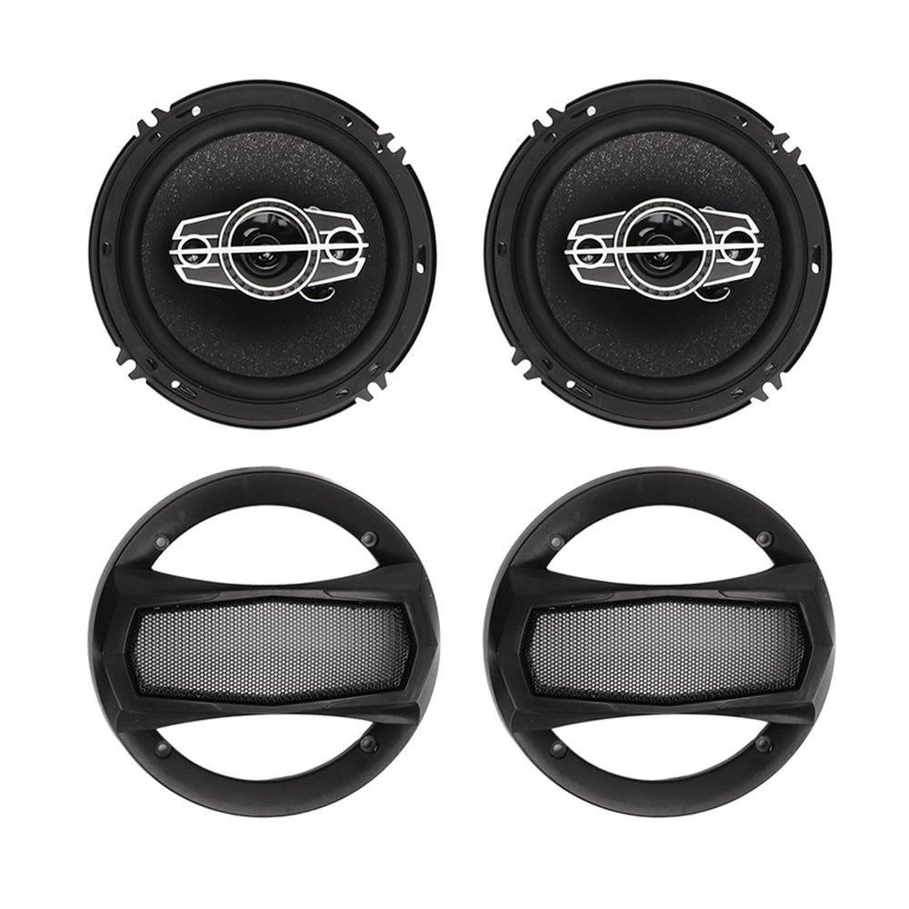 Ymiko 1 Pair Car Coaxial Loudspeaker 6in Speakers 350W High Power Black for Automobile Upgrade