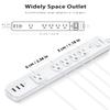 15FT Long Cord Power Strip - Extension Cord Surge Protector, 5 Widely AC Outlets 3 USB Ports, Wall Mount, Flat Plug with Overload Surge Protection for Home, Office, Dorm Room Essentials (2 Pack) view 3