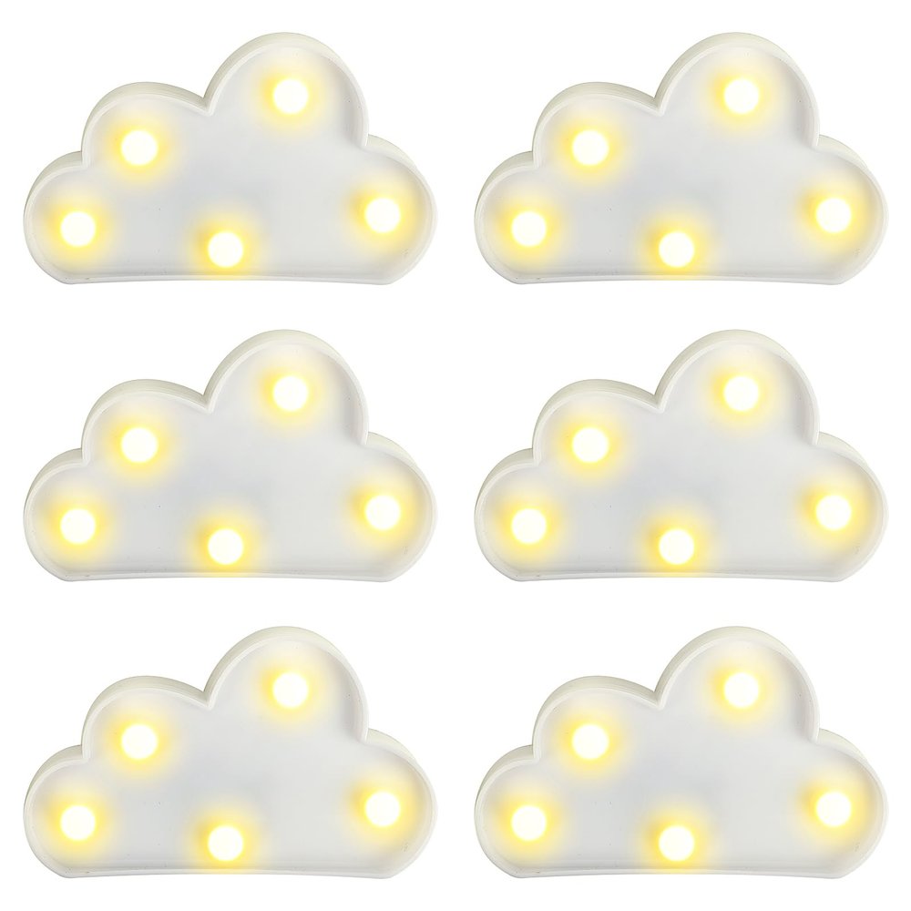 clothmile 6 Pcs LED Cloud Night Light Can Be Hung On The Wall Kids Room Room Light, Suitable for Birthday Party Holiday Decoration Baby Room Nursery Decoration (Clound-6pcs)