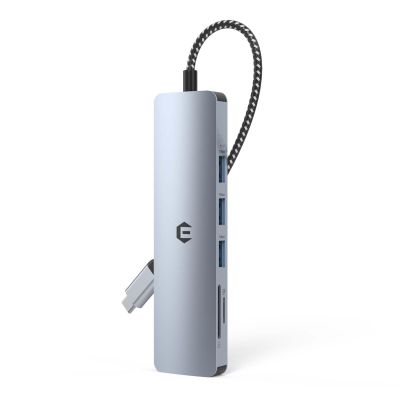 USB C Hub,TOTU 6-in-1 USB-C Docking Station Enabling 4K Visuals via HDMI USB 3.0/2.0 Ports, SD/TF Card Reader, Expansive Dual Monitor Capability While Integrating Lightning-Fast File Transfers