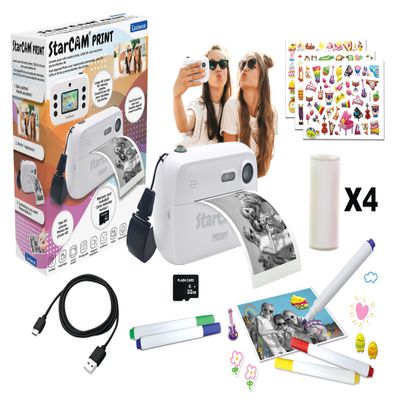 Lexibook StarCAM Print, Camera Pack with Instant Printer, Photo and Video Function, 32GB SD Card and Photo Personalization kit Included, DJ150