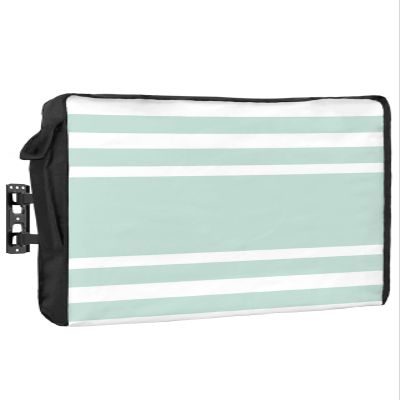 Outdoor TV Cover - Aqua White Stripe Waterproof and Weatherproof 52"-55" LCD Movable Shield TV Display Screen Protector Outside Television Covers