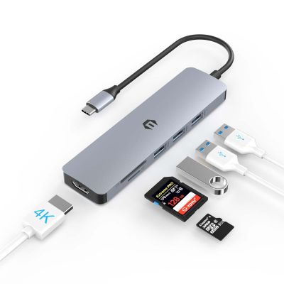Docking Station 6-in-1 USB C Hub with 4K HDMI Adapter, USB 3.0/2.0 Ports, SD/TF Card Reader, Dual Monitor Type C Multiport Adapter Docking Station for Surface Pro