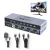 MT-VIKI 4K@120Hz/144Hz USB 3.0 HDMI KVM Switch 4 Port 8K@60Hz, Aluminum KVM Switch HDMI 2.1, HDR for Games (4 USB 3.0 Cable Included) view 1
