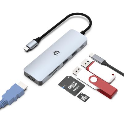 Docking Station,TOTU 6-in-1 USB-C Hub Enabling Stunning 4K HDMI Displays, Ultra-Fast 5Gbps File Transfers via USB A 3.0, SD/TF Slo 100w PD Type C Splitter for USB C laptops