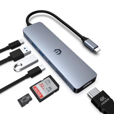 7-1 USB C Hub, Tymyp Adapter with HDMI, 100W PD Charger, USB C 3.0, 2 x USB 3.0 Ports, SD & Micro SD Card Reader, Compatible for USB C Laptops Dell XPS/HP/Surface and Other Type C Devices