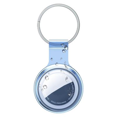 Airtag Holder Compatible with Apple AirTags, Waterproof & Dustproof & Anti-Collision Airtag Cover with Multi-Color Transparent Soft TPU Material for Kids, Bags, Keys, Pets (Blue