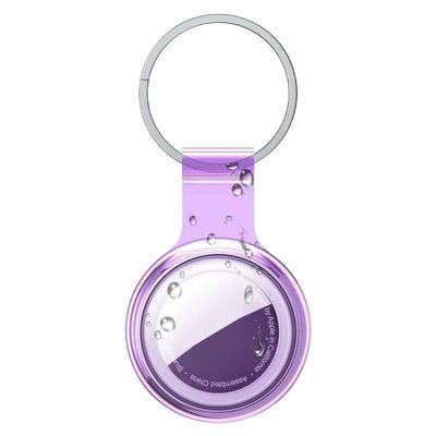 Airtag Holder Compatible with Apple AirTags, Waterproof & Dustproof & Anti-Collision Airtag Cover with Multi-Color Transparent Soft TPU Material for Kids, Bags, Keys, Pets (Purple