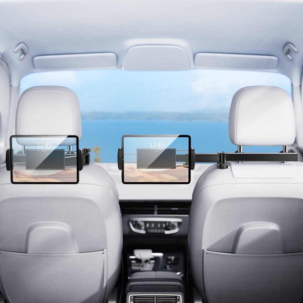 DICMKY Extension Arm Tablet Holder for Car Headrest Adjustable iPad Holder for Car Backseat Rear Facing for Kids Baby, Car Mount Fit 4.7"-13" Cell Phone iPad mini Air Pro 12.9 Switch Fire Tablet
