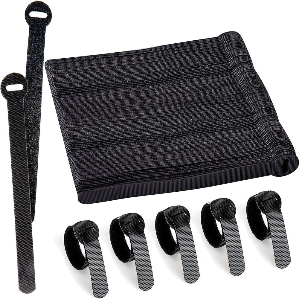 120 x Reusable Cable Ties Black, Adjustable Releasable Hook and Loop Cable Straps for PC Cable Management, Organizing Cords, TV, Desk