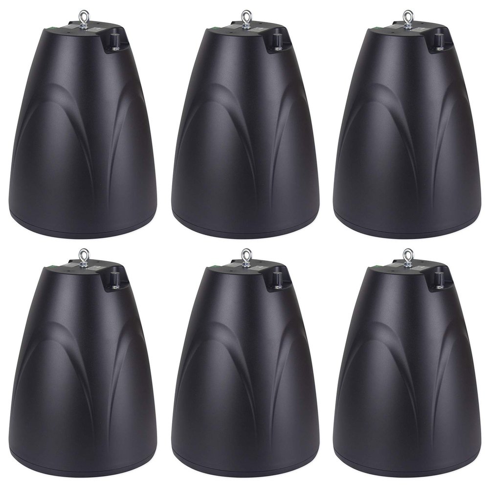 Rockville PEN-65T Black 6.5" 70V Pendant Speaker for Restaurants, 6-Pack