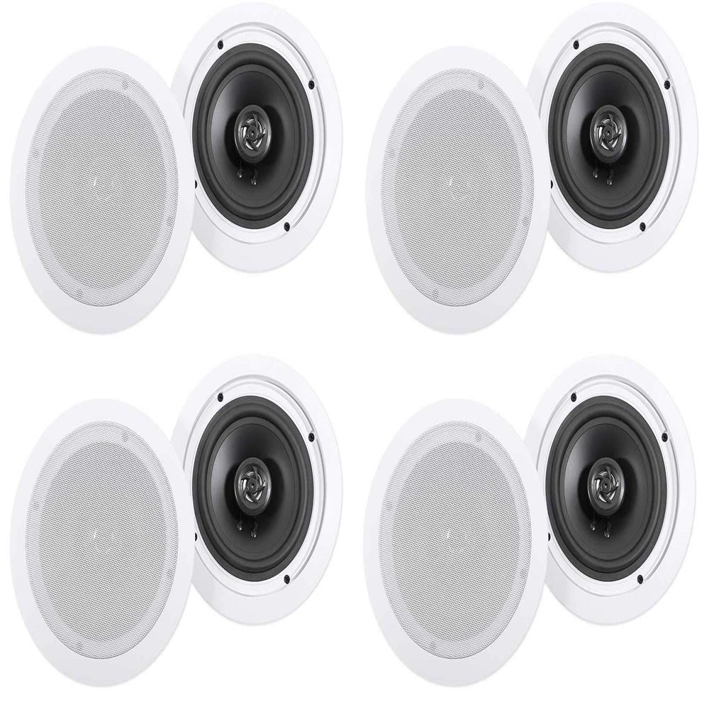 Rockville HC655 6.5" in-Ceiling Home Theater Speakers, 500-Watt Peak 80-Watt RMS per Speaker, 8 Ohm, Polypropylene Cone, Fixed 0.5 in Mylar Dome Tweeter, Paintable Grills, 4-Pair 8-Piece