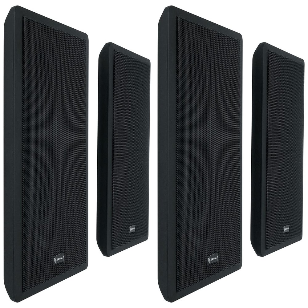 Rockville RockSlim Pair Black 5.25" 240W Home Theater Speakers, 8 Ohm, Slim Wall-Mount Design, Clear Audio, Durable Build, for Home Theater Enthusiasts, 4-Piece