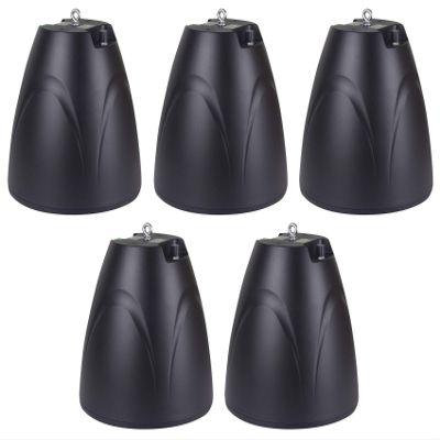 Rockville PEN-65T 70V/100V 6.5 in Hanging Pendant Speaker, Black, Wide Coverage, Ceiling Suspension for Open Ceilings, for Restaurants, Bars, Retail Stores, Office Spaces, 5-Piece