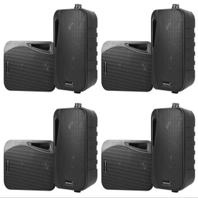 Rockville HP4S BK 4" 360W Peak/120W RMS per Pair Outdoor/Indoor Speakers, Swivel Wall Mount, IPX44 Weather Resistant, High-Fidelity Sound, for Home Theater and Patio Use, 4-Pair