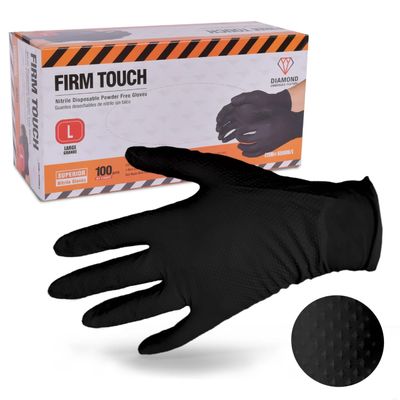 Glove Station Nitrile Disposable Gloves - Powder-Free, Latex-Free, Textured Grip, Diamond Textured Grip,Suitable for Industrial, Mechanical&Food Applications -Black -8MIL - XXL (100 Count)