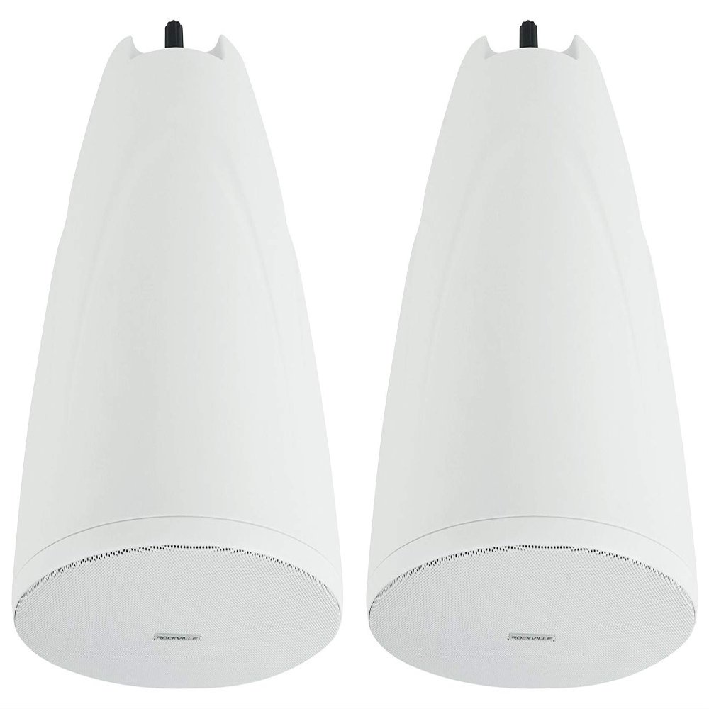 Rockville PEN-65T White 6.5" 70V/100V/8-Ohm Hanging Pendant Speakers, Crisp Audio, Simple Setup, Sturdy Design, Perfect for Offices and Cafes (2 Item)